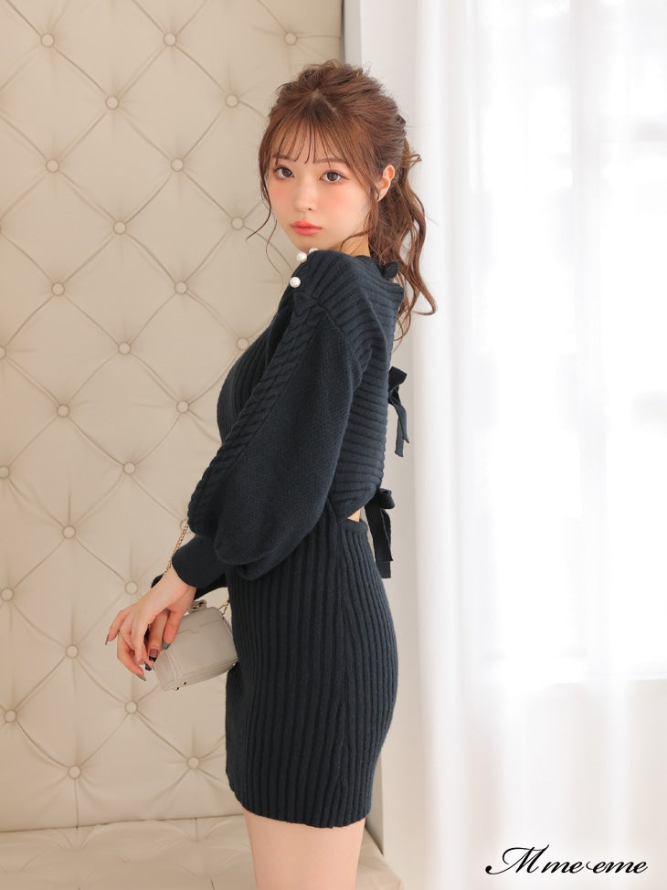 【SALE】Back ribbon knit dress (eme10112)
