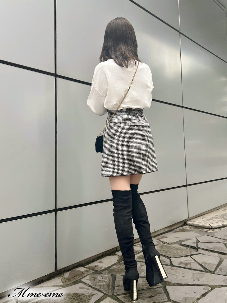 【SALE】Pearl heel knee high boots (eme10280)