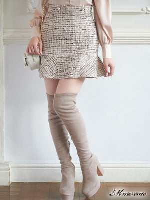 【SALE】High waist lame tweed skirt (eme10283)