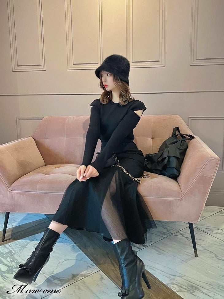 【SALE】Dot tulle short boots (eme10281)