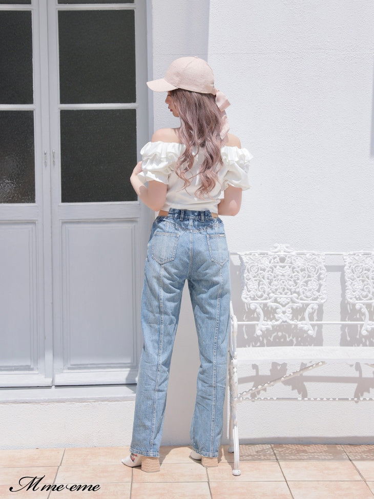 【SALE】Waist cut straight denim (eme10315)