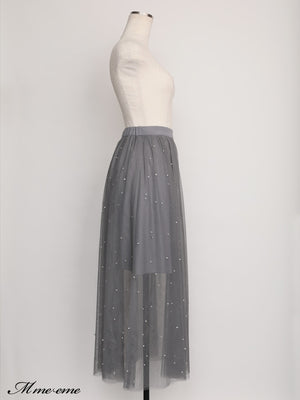【SALE】Bijou tulle long skirt (eme10420)