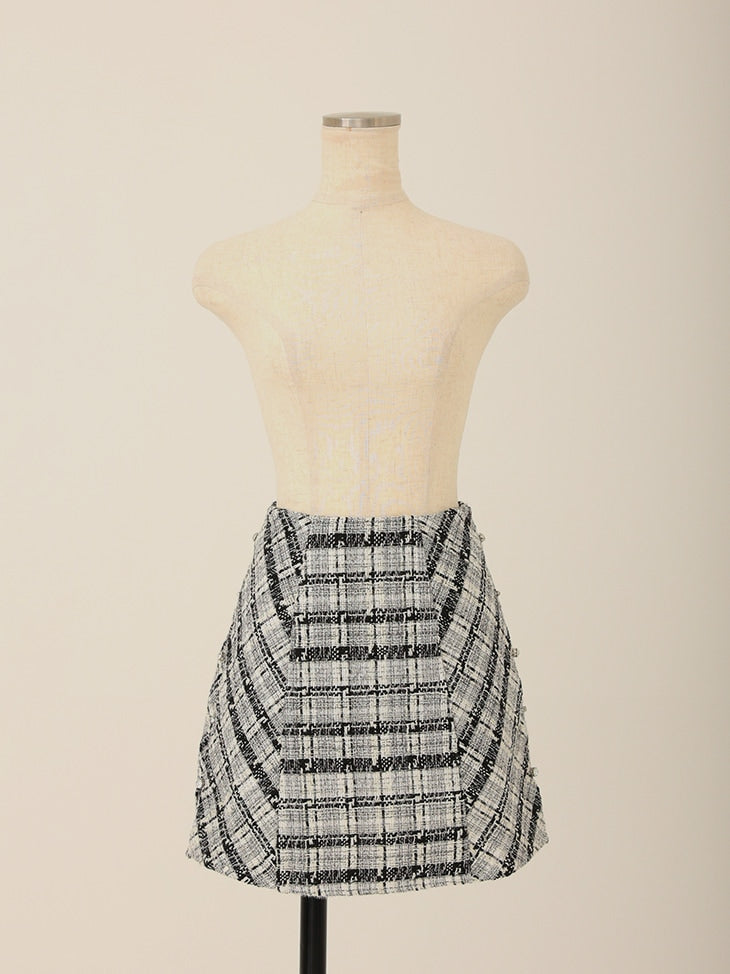 【SALE】Lame tweed trapezoidal skirt (eme10507)