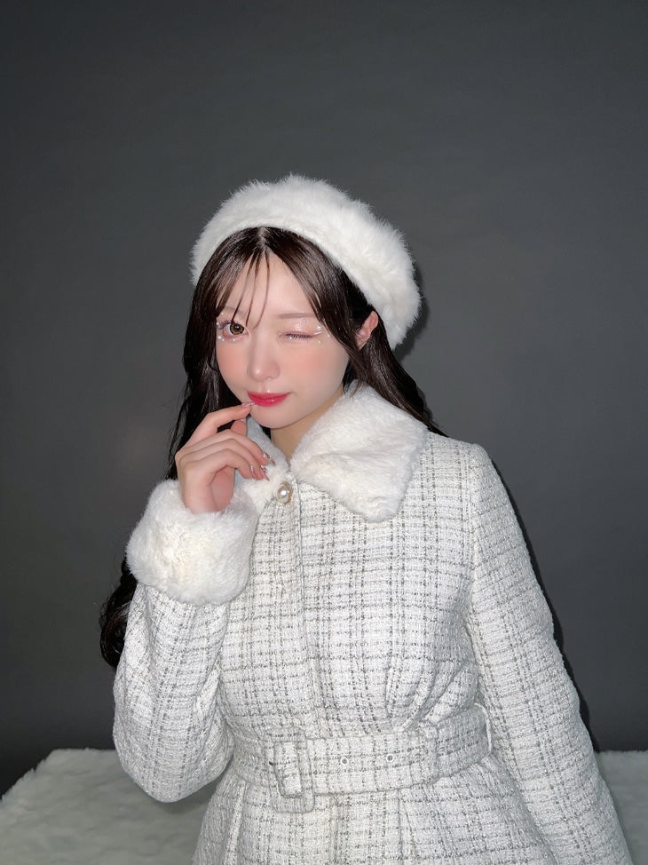 【SALE】Lame tweed fur coat (eme10508)