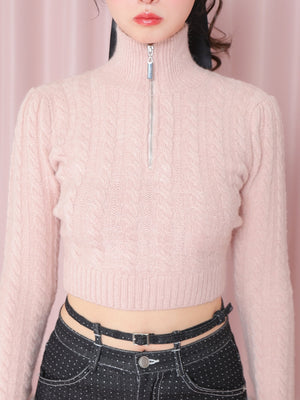 Fake fur cable knit tops(eme10451)