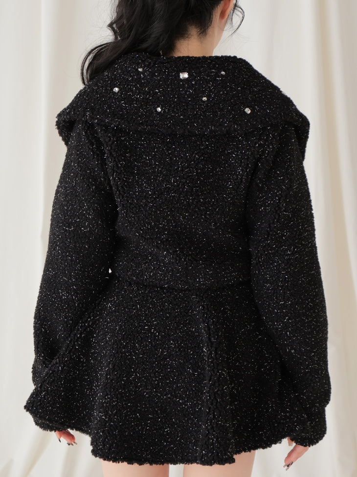 Big collar boa jacket(eme10377)