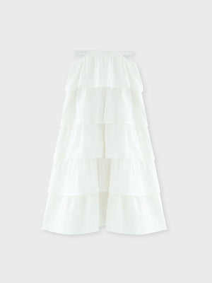 Cotton lace tiered long skirt(eme10477)