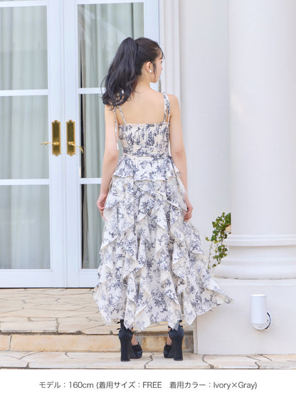 Spiral frill flower long onepiece(eme10540)