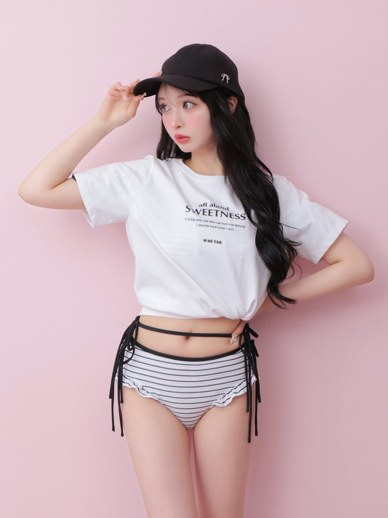 Ribbon frill border swimwear(eme10473)