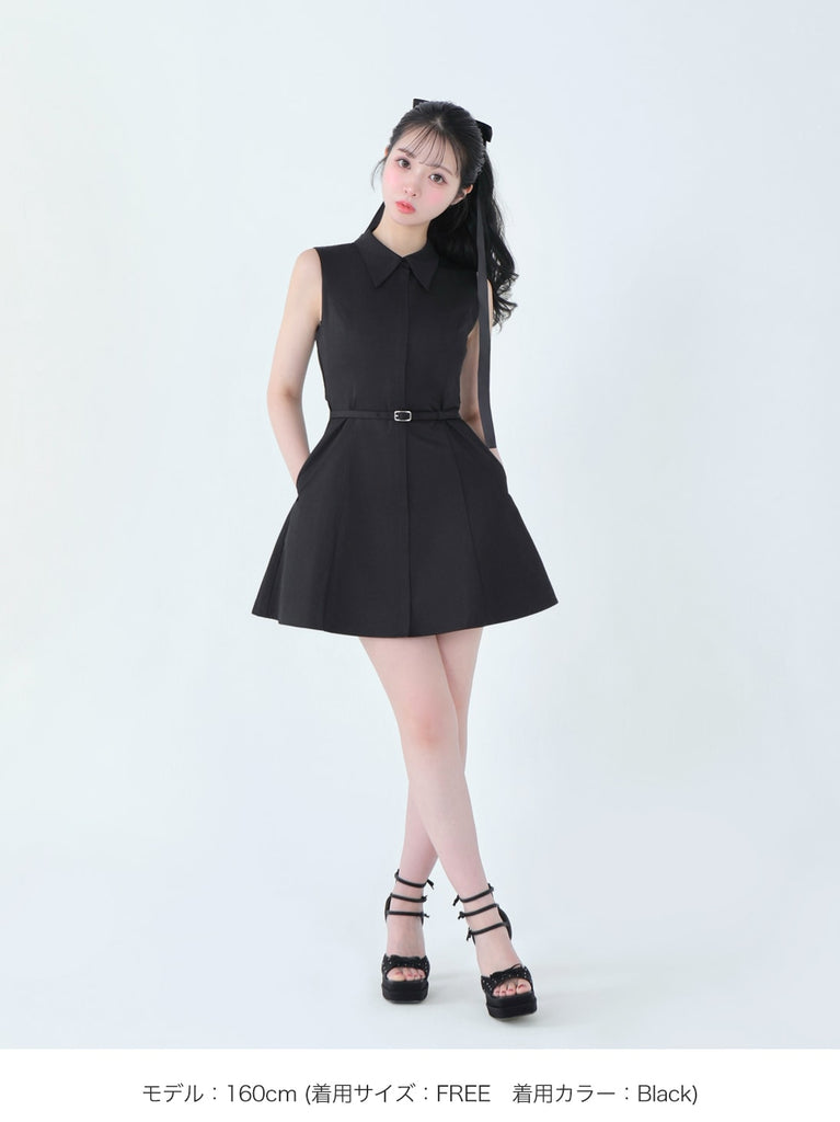 Back ribbon flare mini onepiece(eme10604)