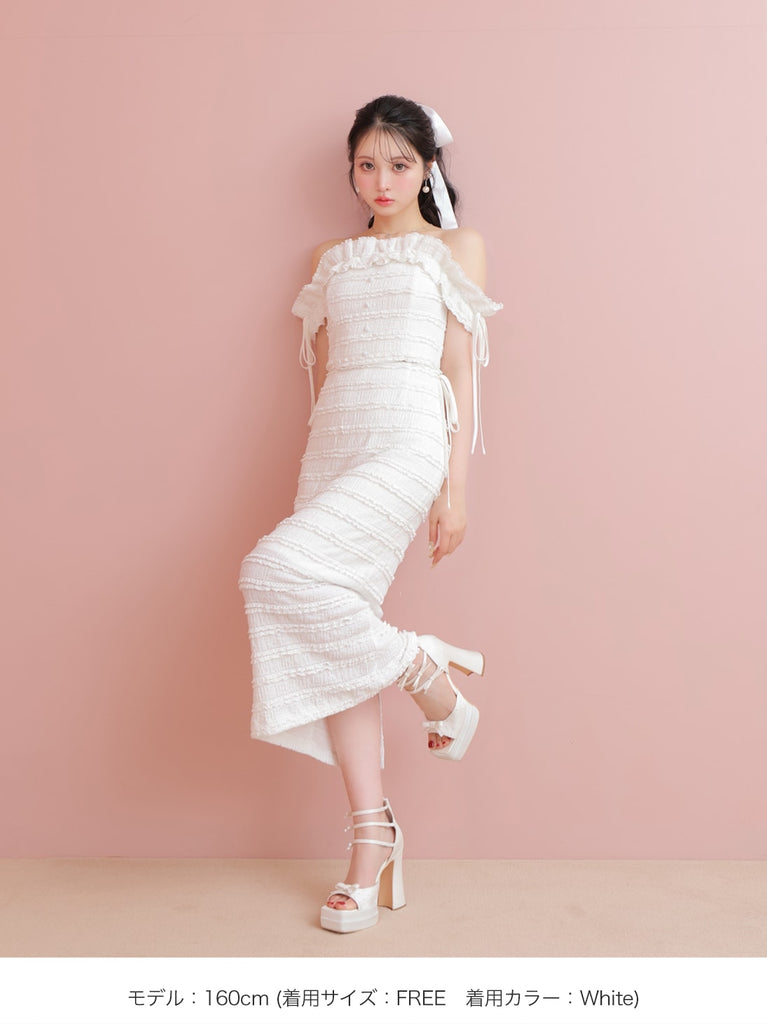 Off shoulder shirring race setup(eme10484)