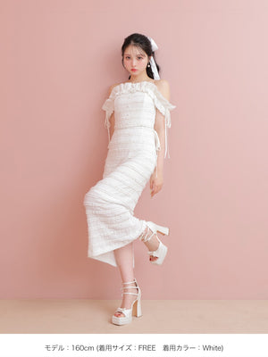 Off shoulder shirring race setup(eme10484)