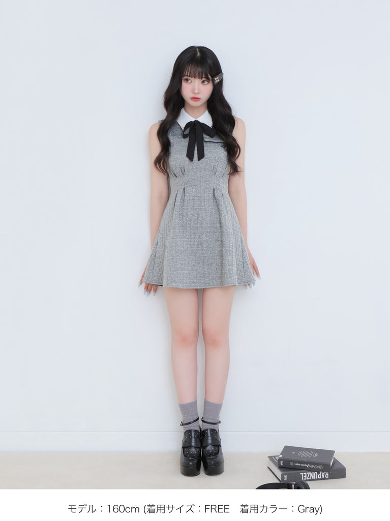 Bijou collar ribbon mini onepiece(eme10518)