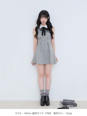 Bijou collar ribbon mini onepiece(eme10518)