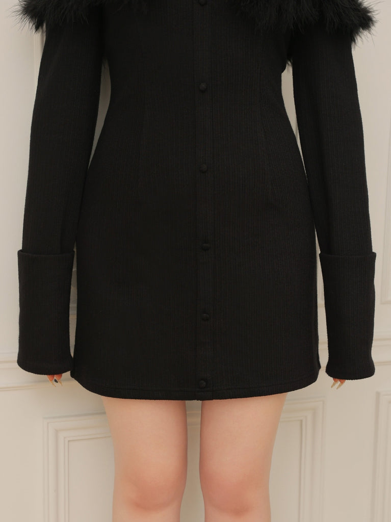 2way feather collar mini onepiece(eme10375)