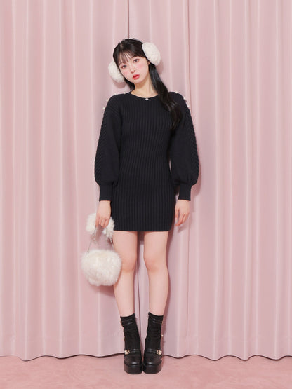 【SALE】Back ribbon knit dress (eme10112)