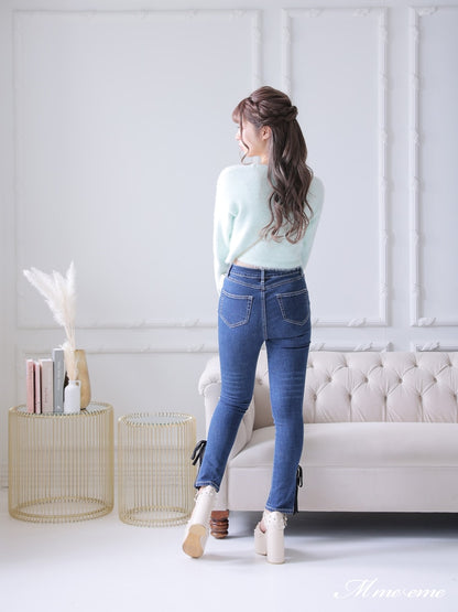 【SALE】Ribbon skinny denim (eme10128)