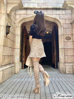 【SALE】Pearl heel knee high boots (eme10280)