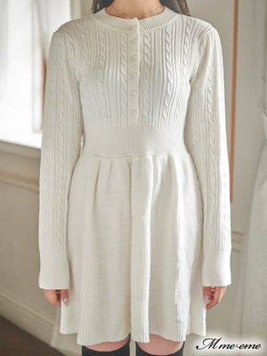 【SALE】Bijou pet flare knit dress (eme10254)