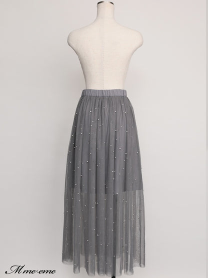 【SALE】Bijou tulle long skirt (eme10420)