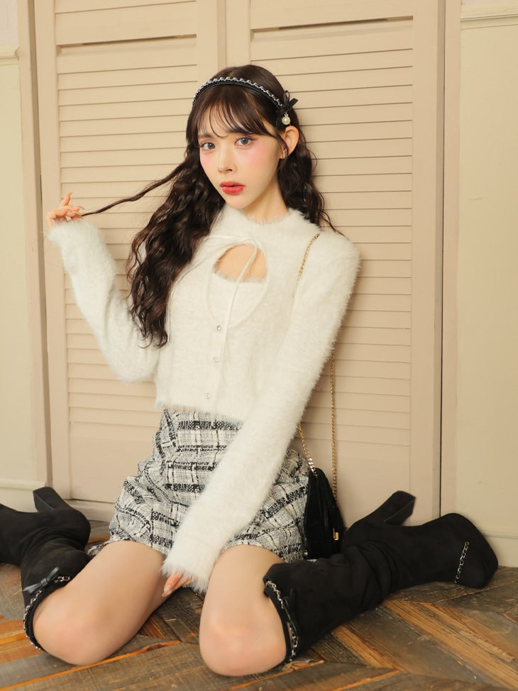 【SALE】Lame tweed trapezoidal skirt (eme10507)