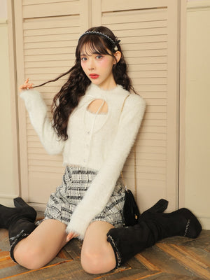 【SALE】Lame tweed trapezoidal skirt (eme10507)