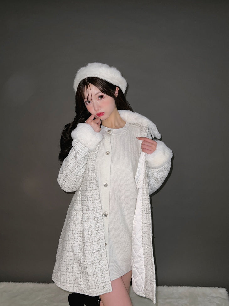 【SALE】Lame tweed fur coat (eme10508)