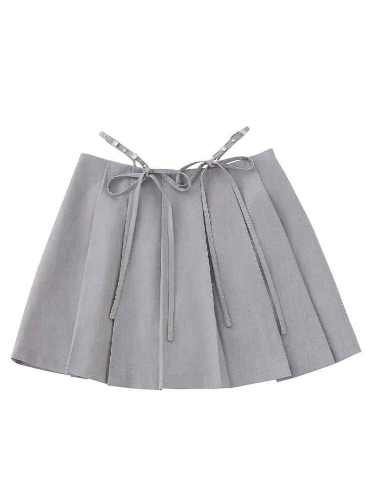 【SALE】Waist bijou pleated skirt (eme10432)
