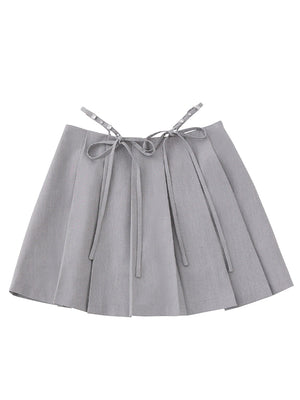 【SALE】Waist bijou pleated skirt (eme10432)