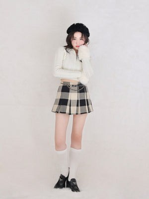 【SALE】Check box pleats skirt(eme10380)