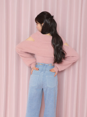 Waist ribbon lame denim(eme10452)