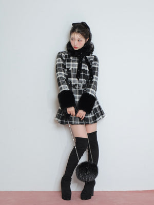 2way fake fur round bag(eme10472)