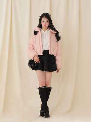 Ribbon tweed short down jacket (eme10458)