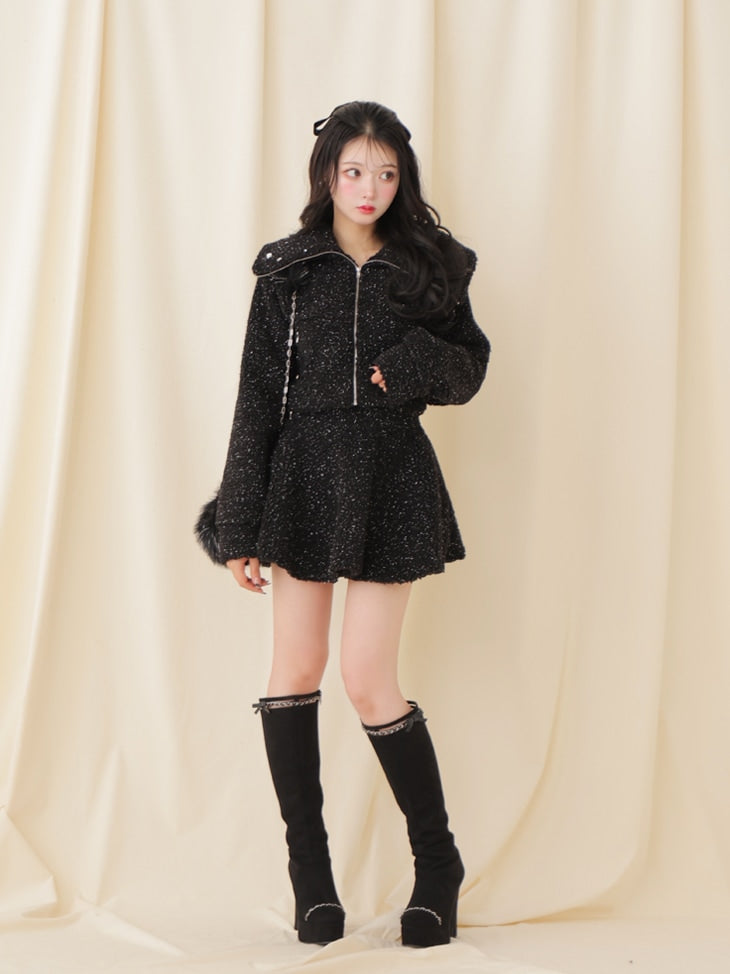 Big collar boa jacket(eme10377)