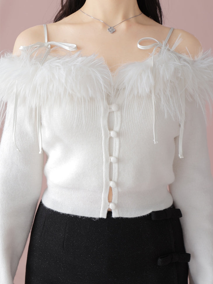 Feather ensemble knit tops(eme10366)