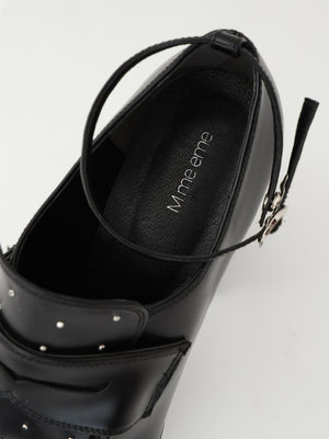 Studs leather loafer(eme10606)