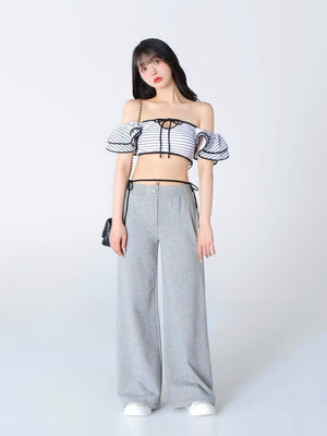 Ribbon beaded platform sneaker(eme10485)