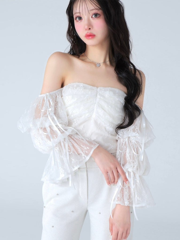 Candy sleeve lace tops(eme10708)