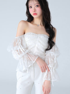 Candy sleeve lace tops(eme10708)