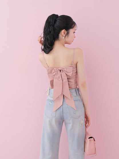 Back ribbon camisole tops(eme10470)