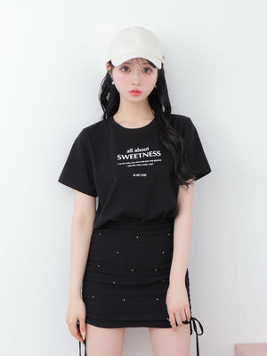 Ribbon sweet logo t-shirt(eme10709)