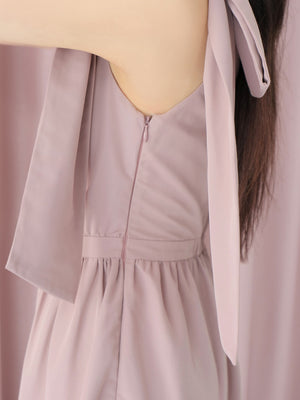 One shoulder ribbon flare onepiece(eme10543)