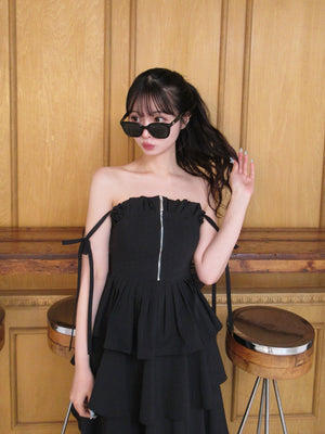 Side ribbon tiered onepiece(eme10497)