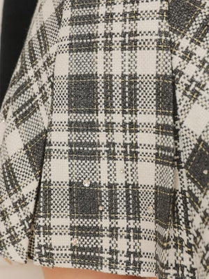 Bijou check flare mini skirt(eme10368)