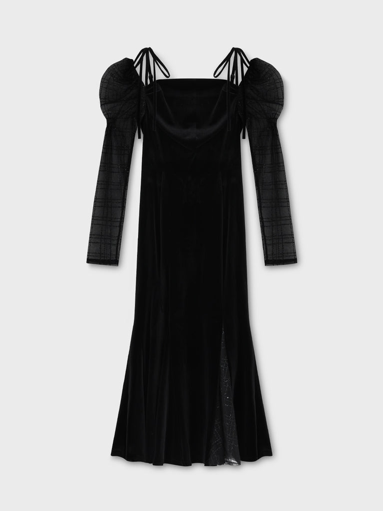 Velvet sheer long onepiece(eme10553)