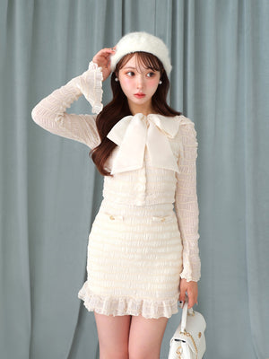 ribbon shirring mini onepiece(eme10719)