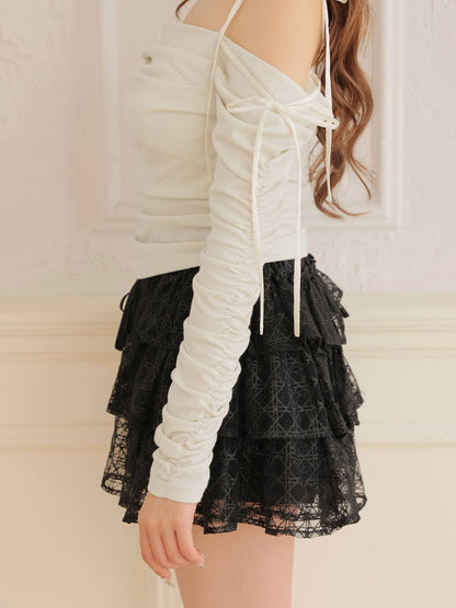 【Pre Order】Ribbon ribbed knit(eme10773)