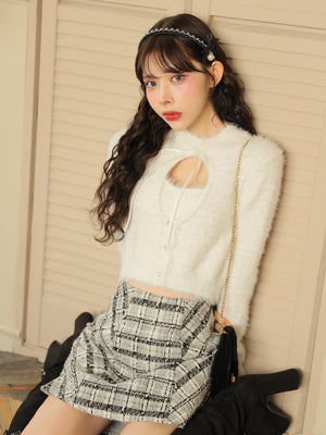 【SALE】Lame tweed trapezoidal skirt (eme10507)