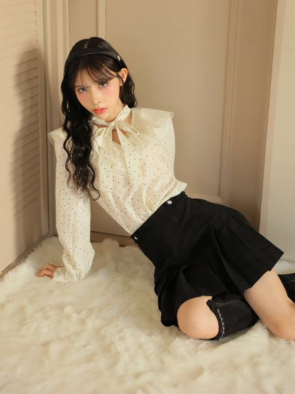 【SALE】Suede pleated skirt (eme10334)