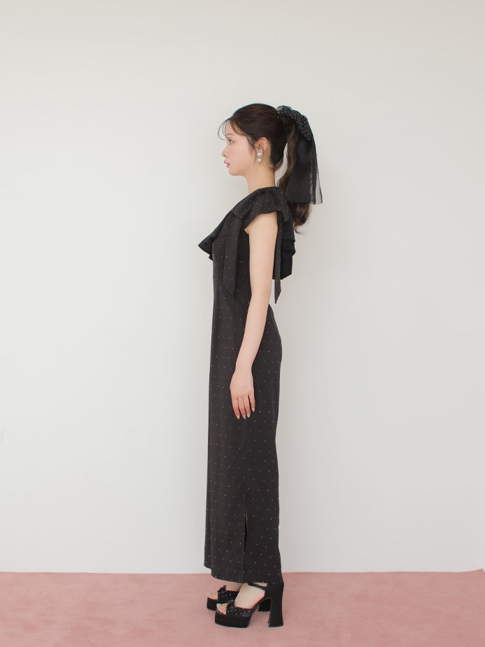 One shoulder ruffle all in one (eme10443)